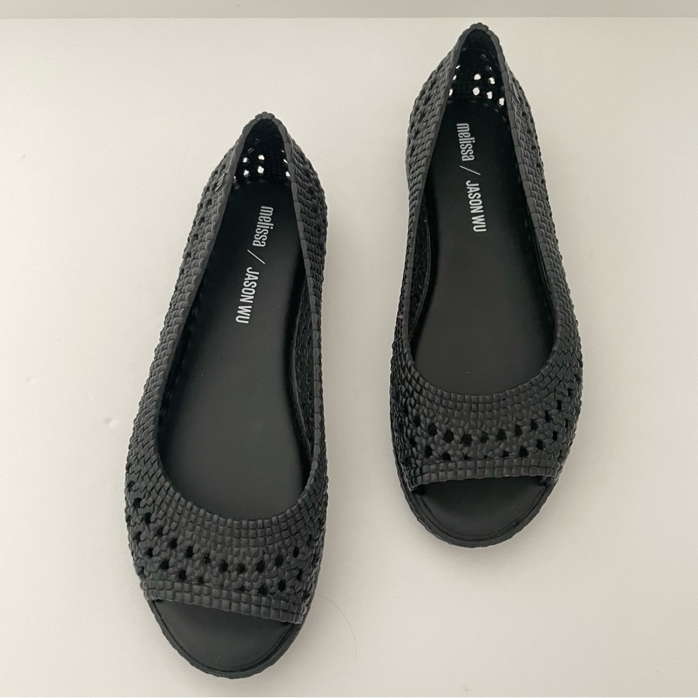 Melissa x Jason Wu Camilla Woven Open Toe Flat black Espadrille open toe 7 - Picture 7 of 10
